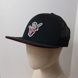 Vans Snapback Hat Black White Red Skeleton Hand Front Patch